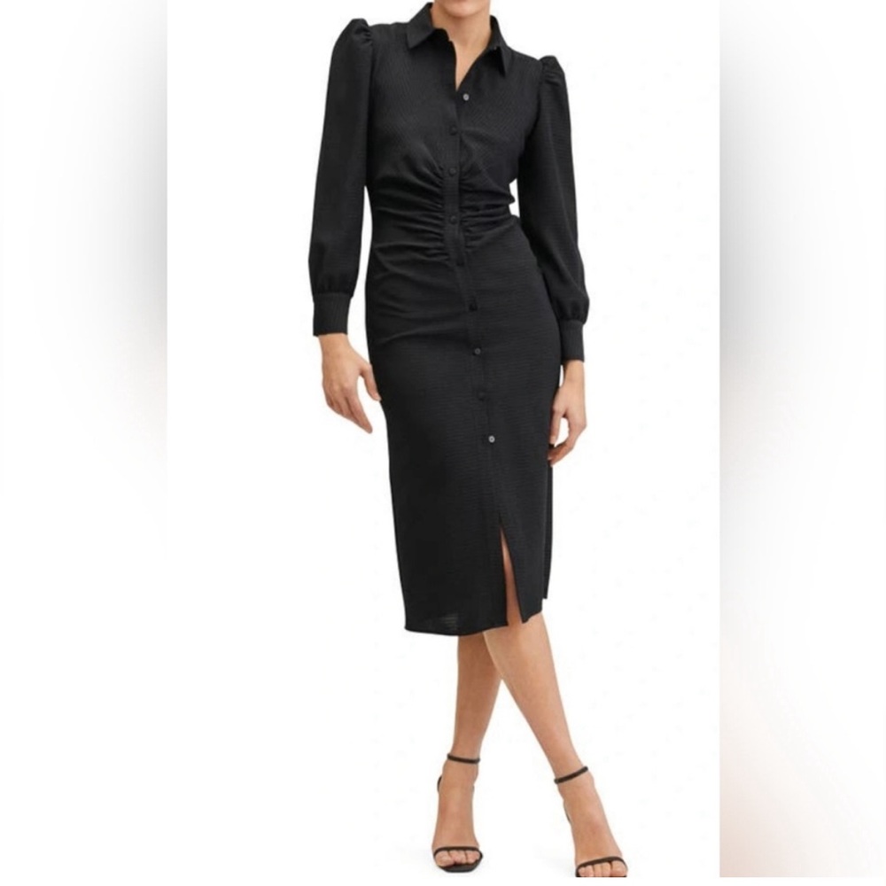 MNG Ruffled Shirt Dress